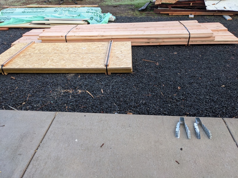 Lumber delivery for the B2 and B3 stairs and skybridge.