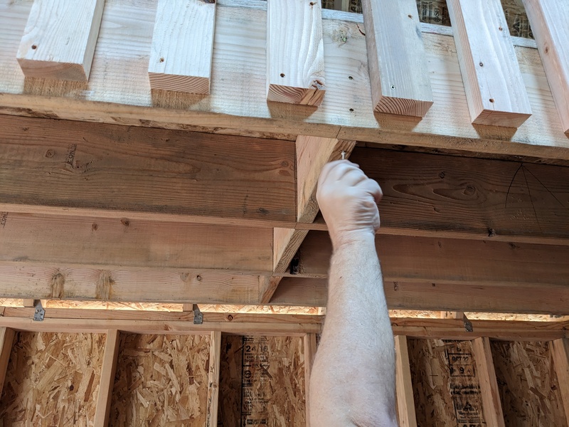 Don adding a screw for hanging a lantern.