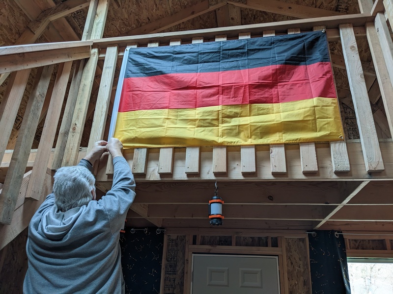 Don installing German flag in B2.