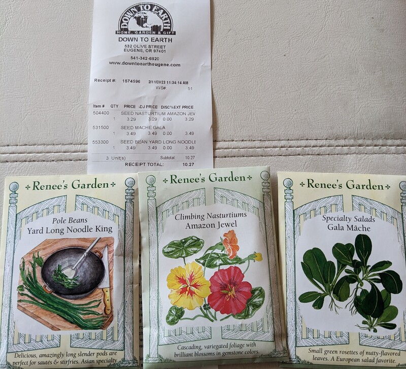 At One Green Earth Lois found seeds she wants to try.