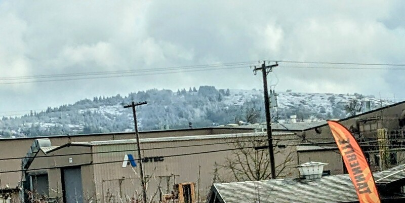 Snow on Mt. Pisgah hill tops.