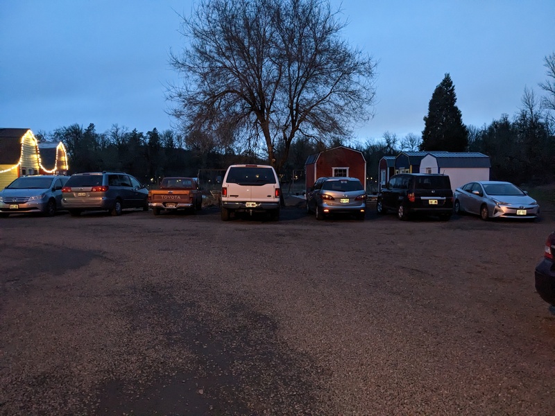 Elders Quorum activity at Rosewold. Seven cars in the FPV East lot.