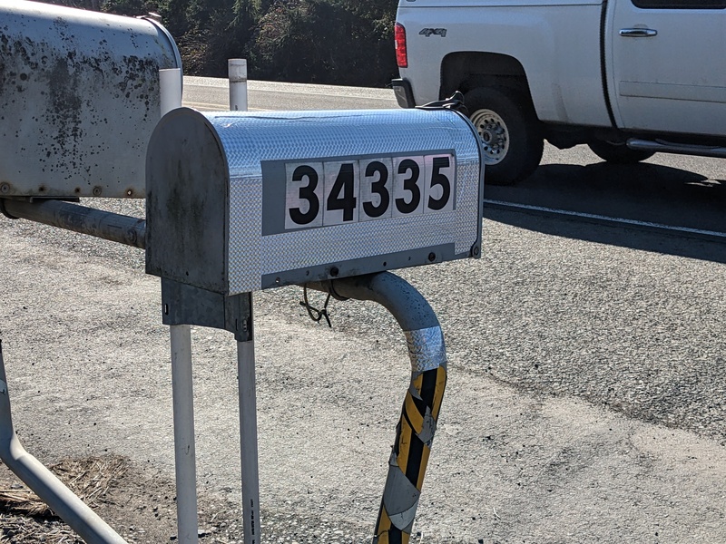 Reflective tape on our mailbox.