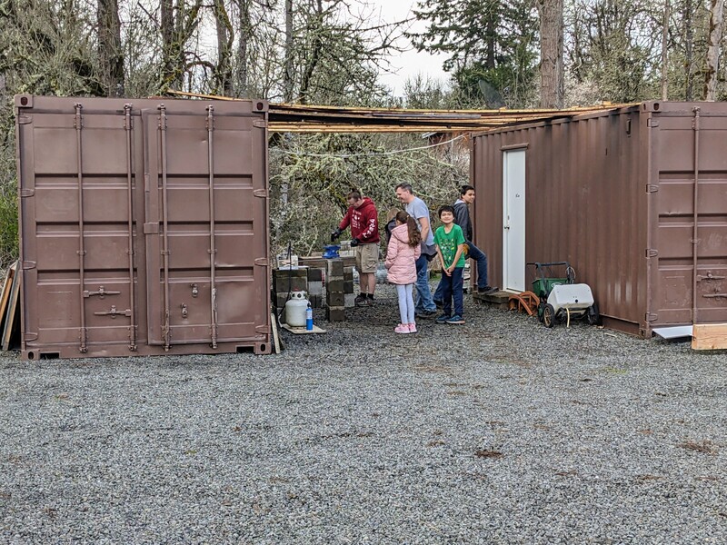 Temporary blacksmith shop.