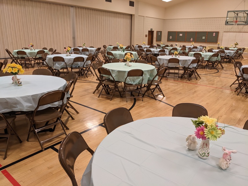 What the gym looked like for the Easter breakfast in Saturday.