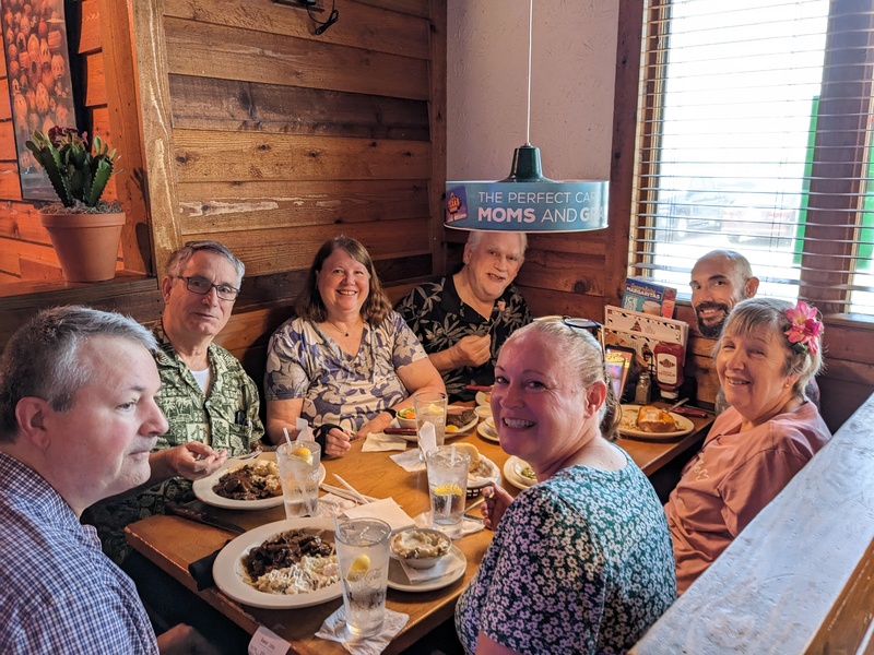 Texas Roadhouse: in circle... Brent, Jim, Lois, Don, Matt, Cindy, Cheryl.