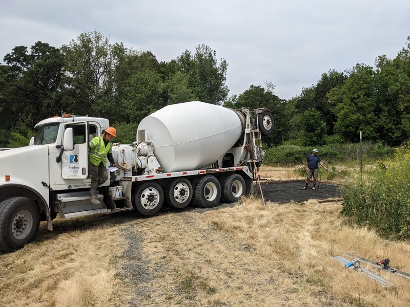 Concrete being poured.