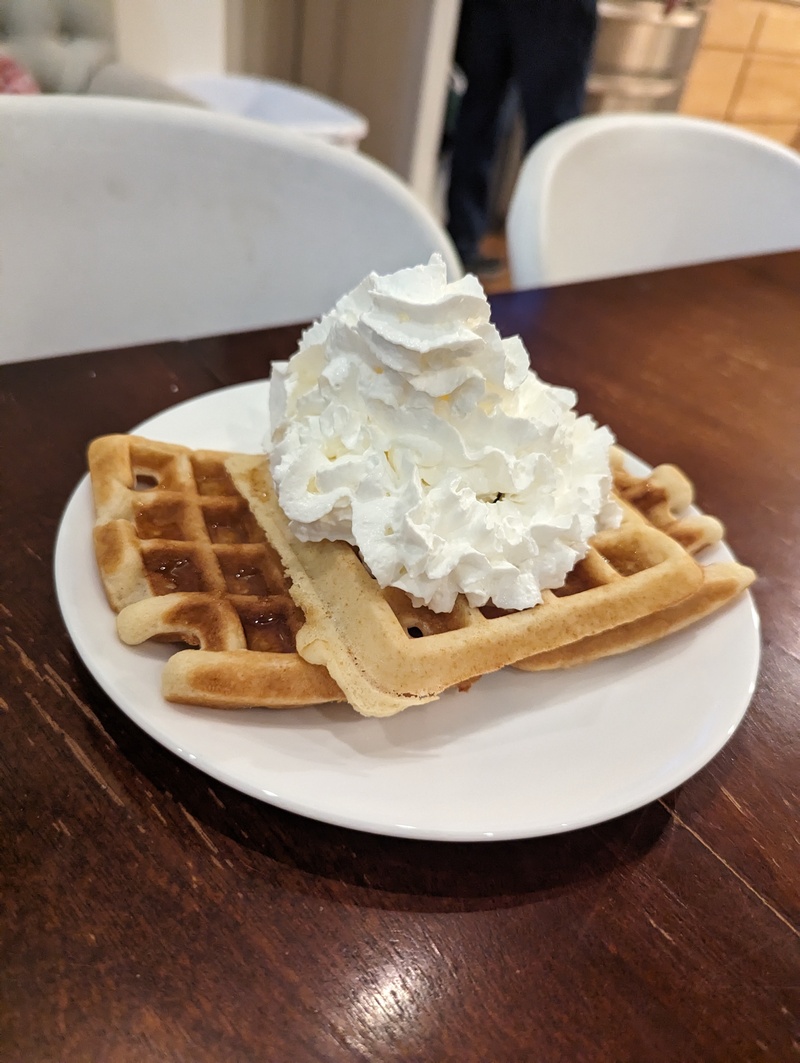 Look at his pile of whipped cream.