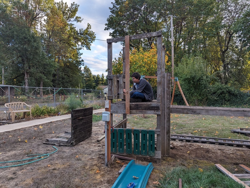 Play structure disassembly.