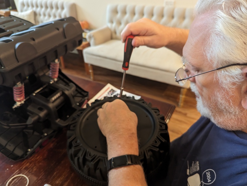 Don working on the car.