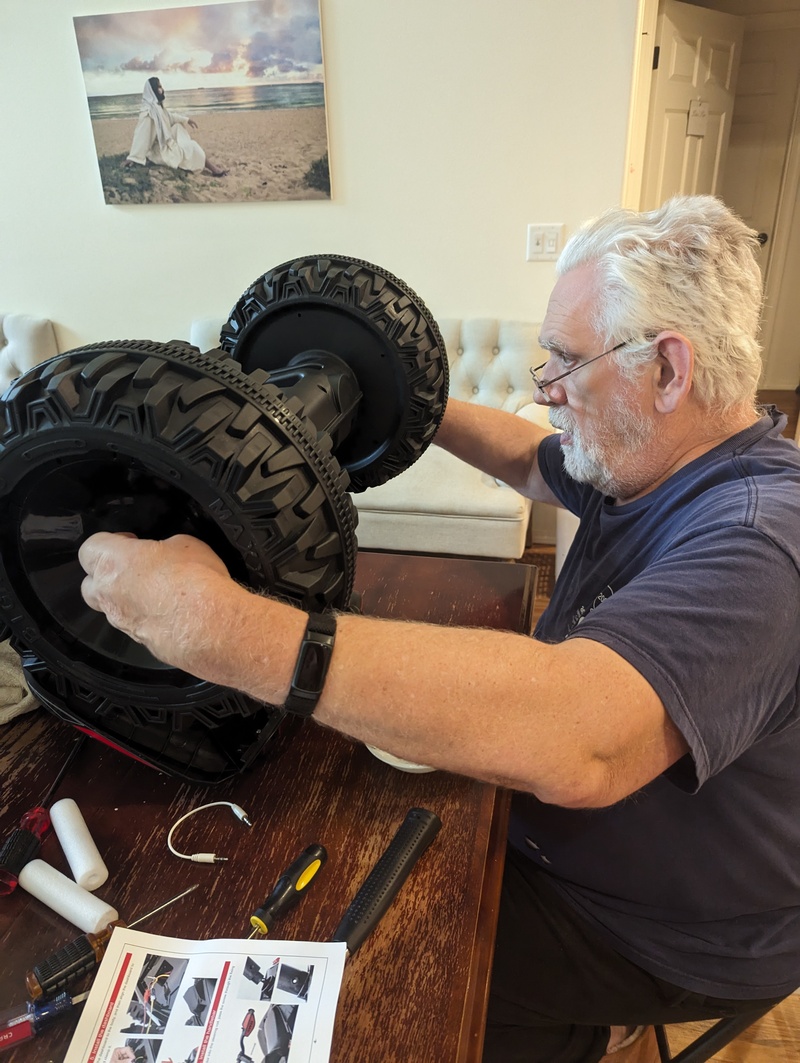 Don working on the car.