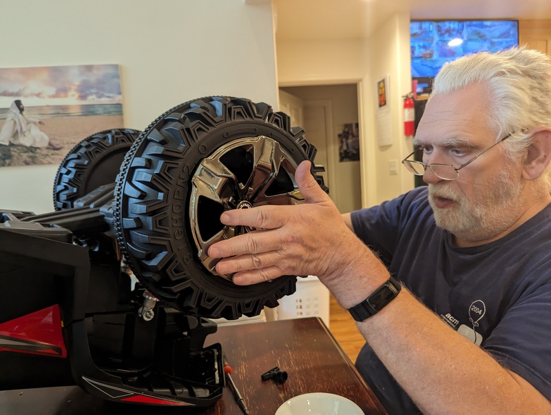 Don working on the car.