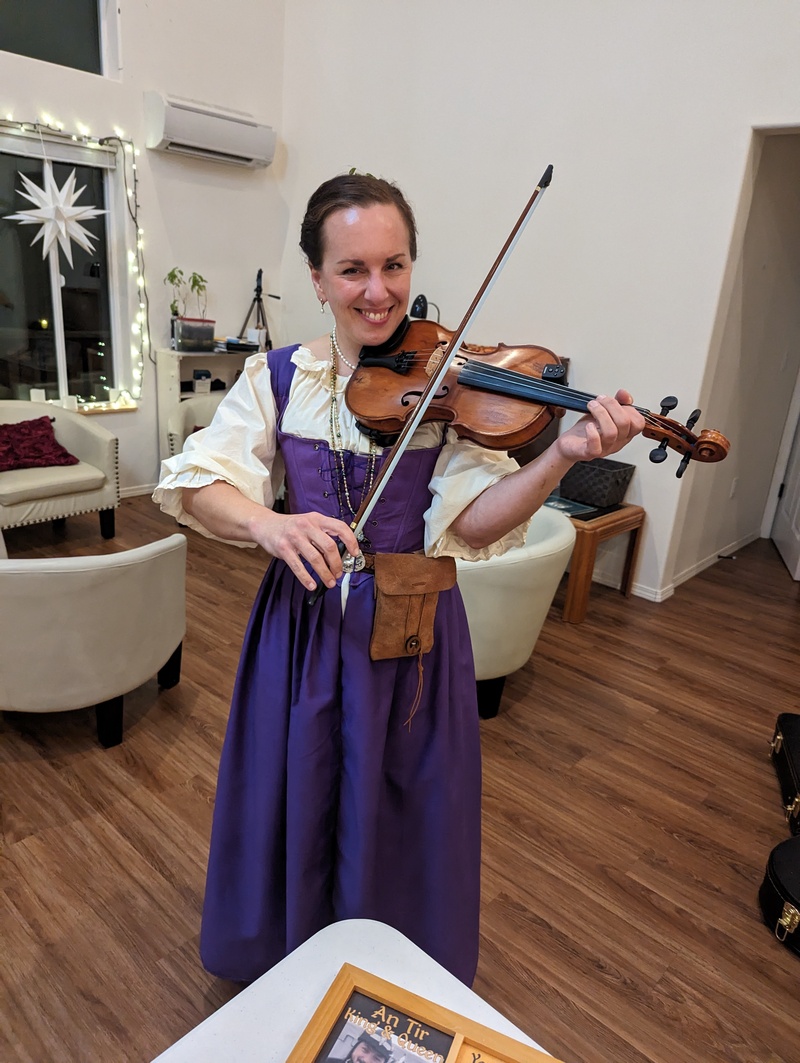 Elizabeth playing the violin.