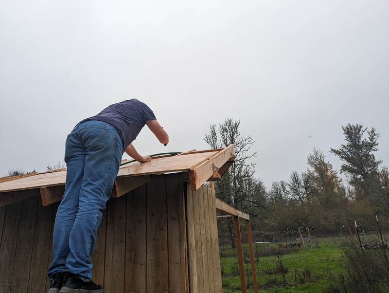 Joseph's Smithy roof construction.