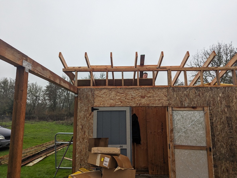 Joseph's Smithy roof construction.