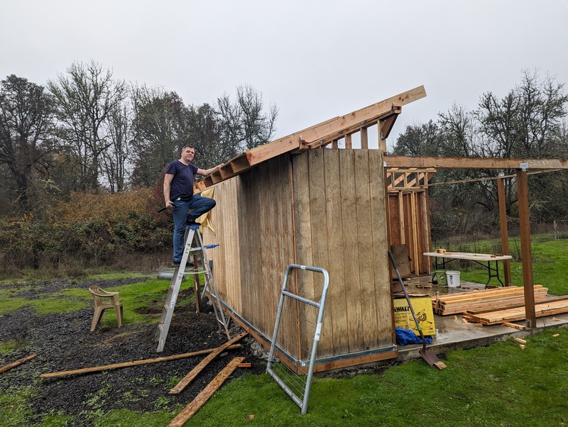 Joseph's Smithy roof construction.