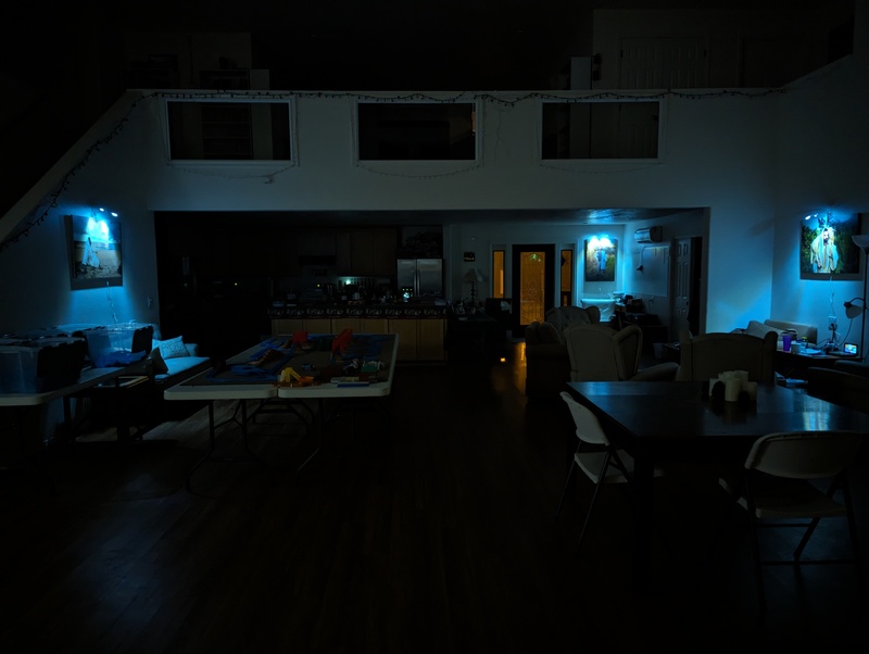 Lighting at night. Whole room.