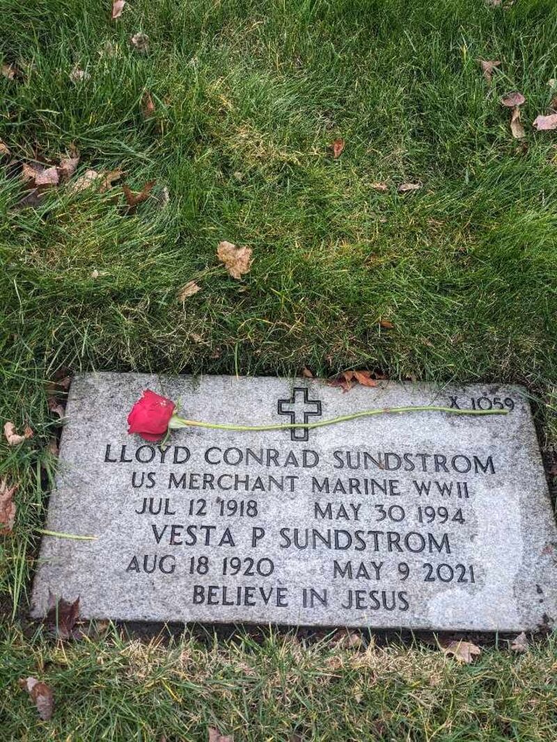 Uncle Lloyd and Aunt Vesta's tombstone in Willamette Valley National Cemetery.