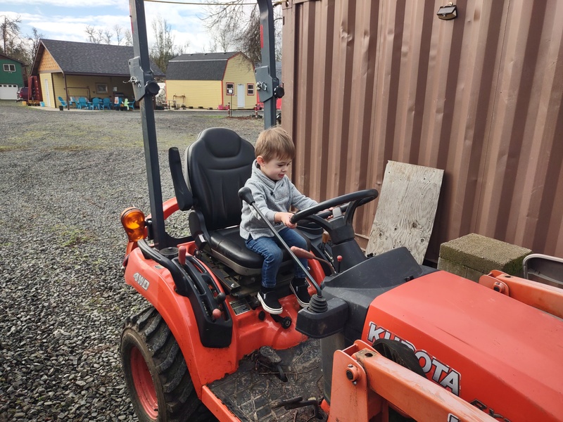 Dax on the tractor.