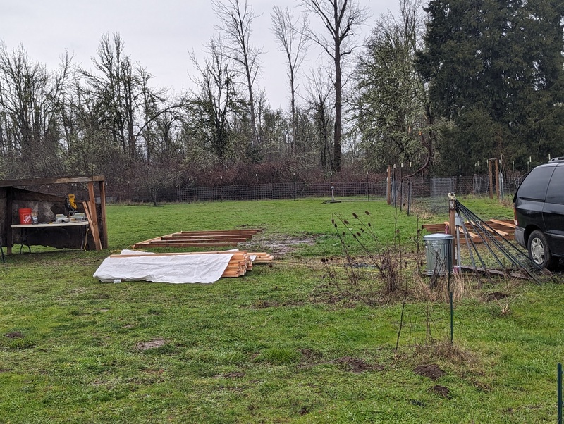 Joseph moved the sheep fold and is now building a sheep barn to help protect the lambs.