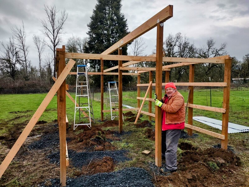 The new sheep barn is progressing.  Dennis.