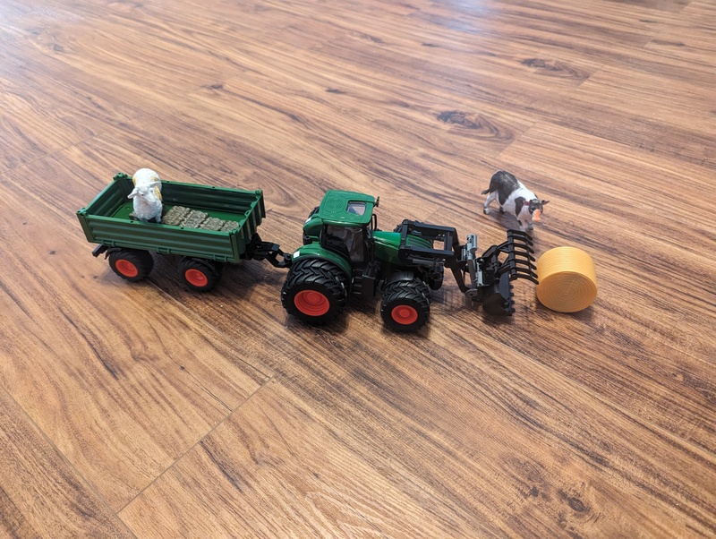 Lois got a new tractor from her brother, Dennis.