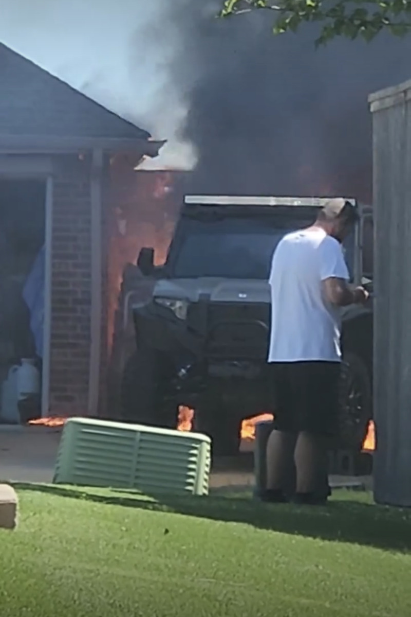 The neighbors garage and dune buggy burned.