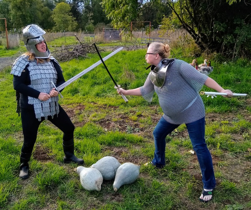 Lois and Laura doing a battle.