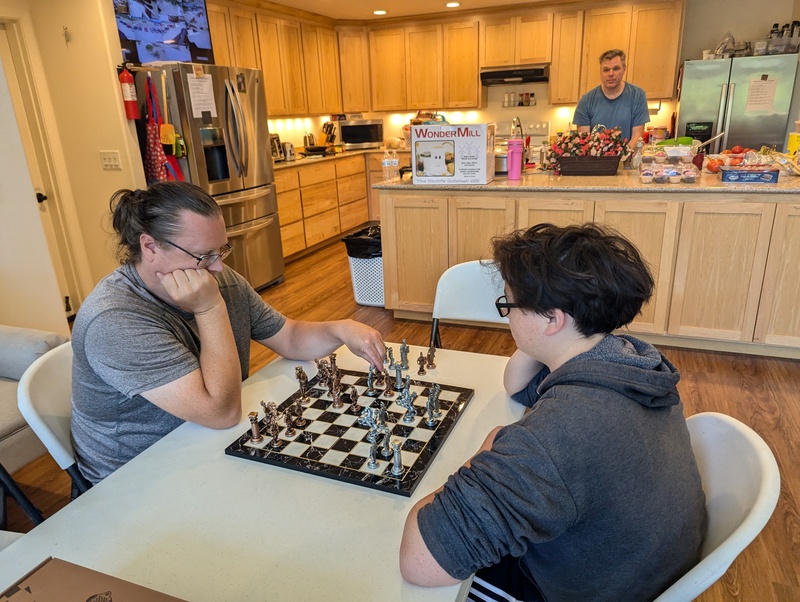 Ben and Tim playing chess.