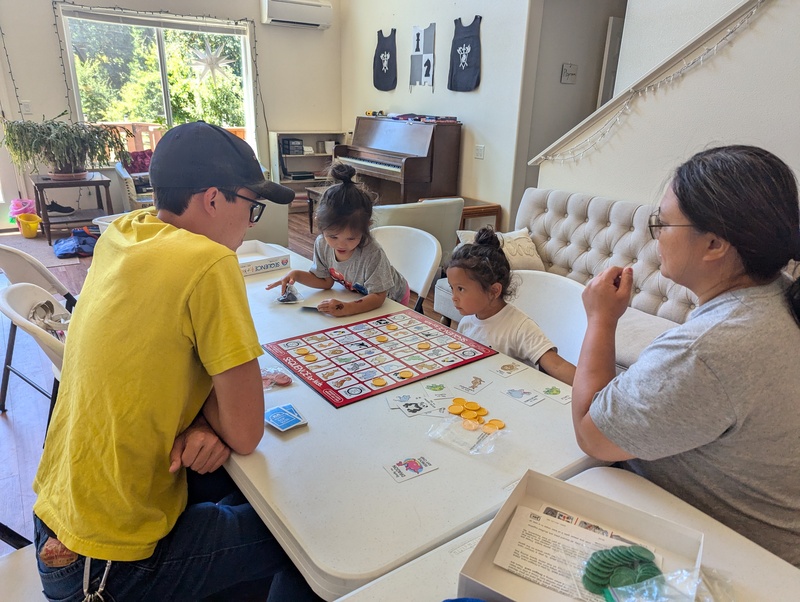 Mikey playing with the girls.