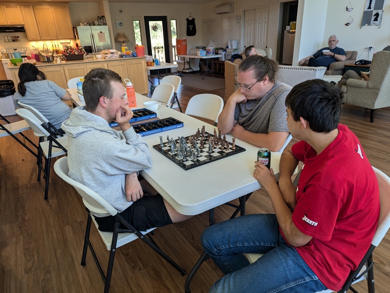 Caleb and Ben playing chess