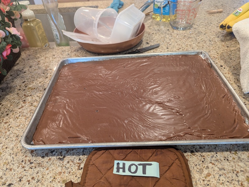 Cindy and Gwen made sheet brownies.