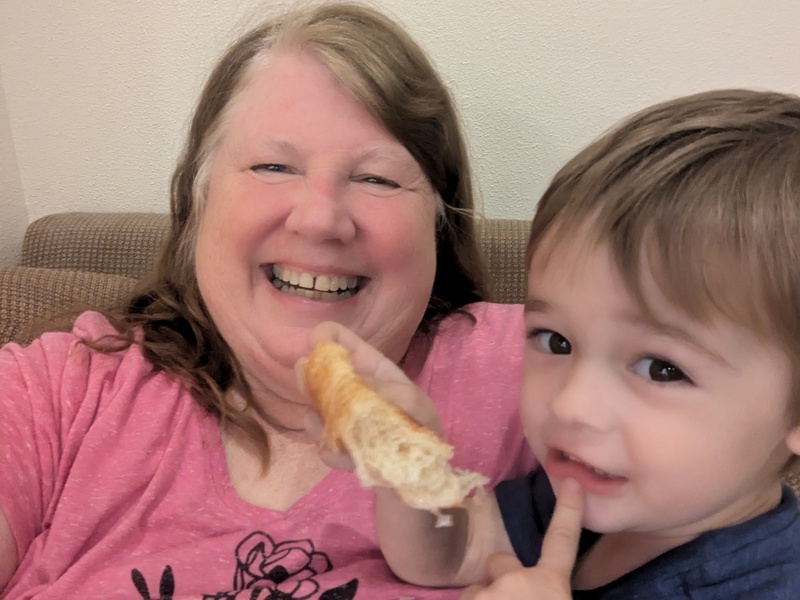 Lois and Dax enjoying great grandma time.