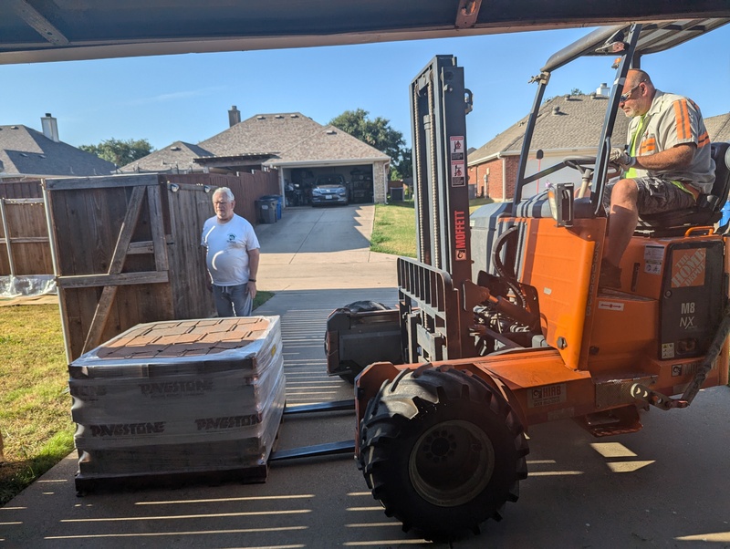 here is the pallet of bricks being delivered. 260 bricks.