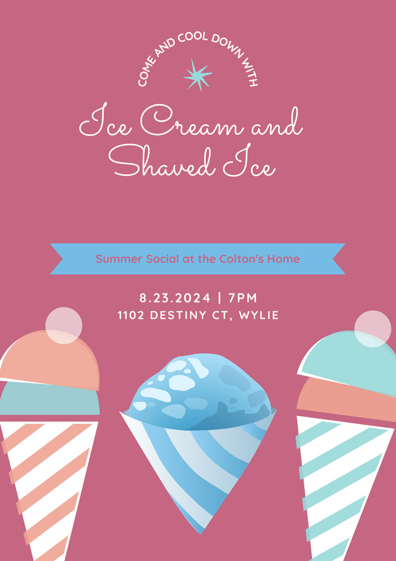 Next week we will host an ice cream social with shave ice also.