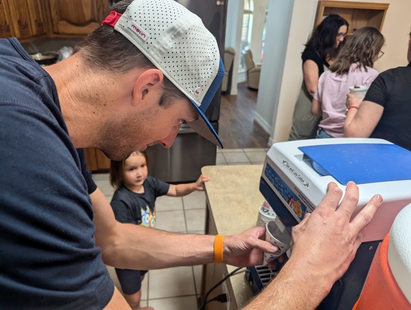 Everyone that wanted shave ice had to run the machine or get someone else to do it.