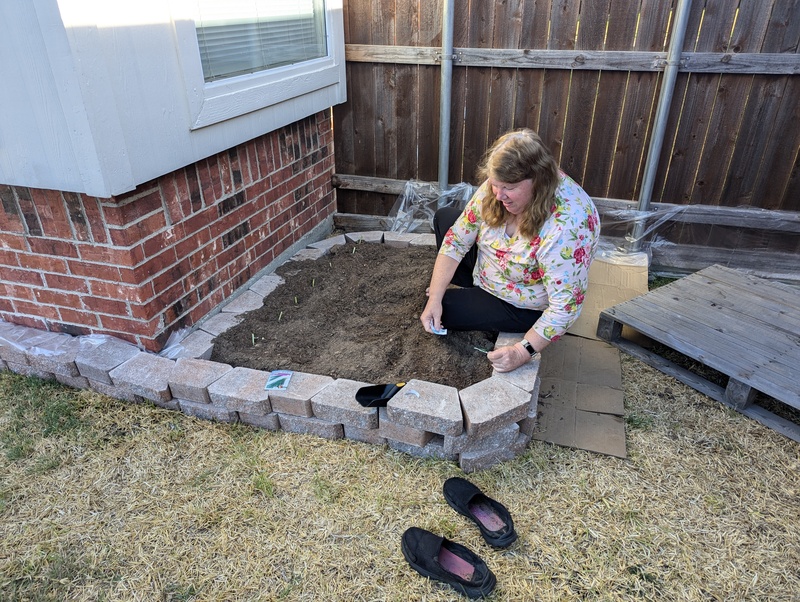 Lois planting kale