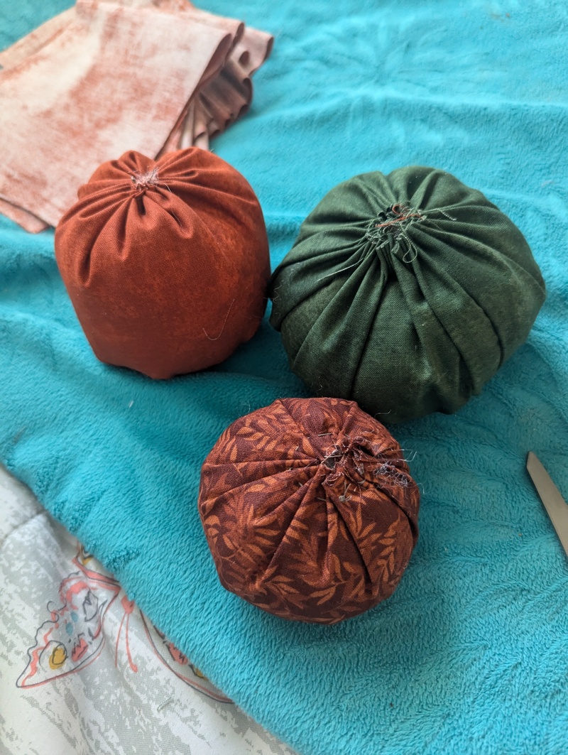 Lois is making pumpkins. She offered to teach others. Interest, but no takers yet.