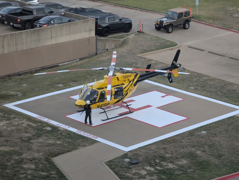 The helicopter and pad outside my hospital room. I liked watching it land and take off. The noise didn't bother me.