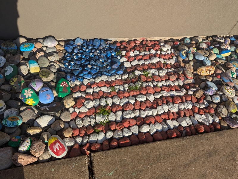 Rock garden American Flag at the Community Center.