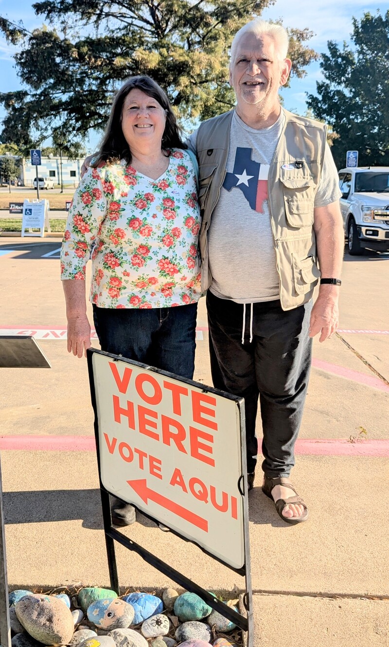 Lois and Don after we voted at the Wylie Community Center.