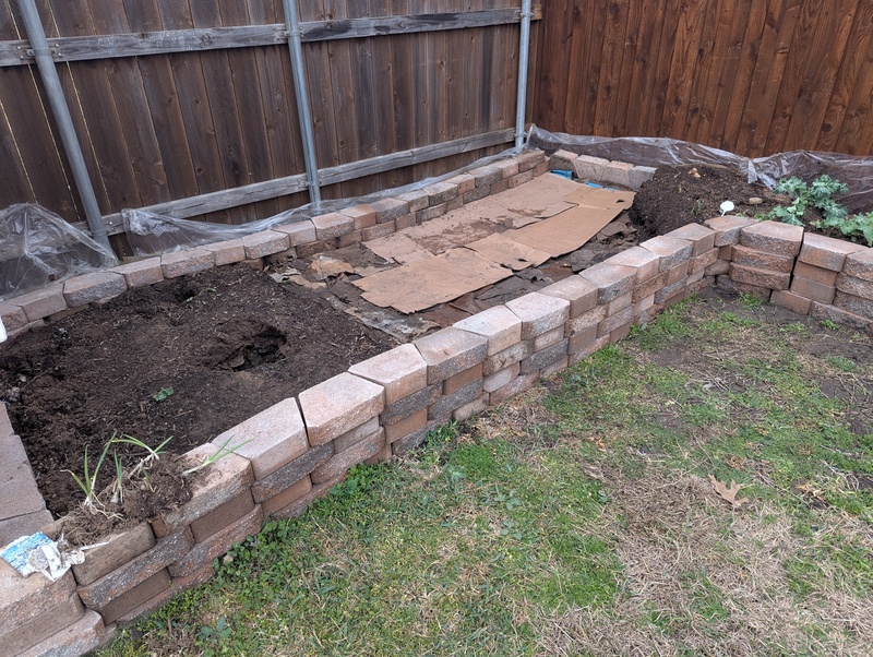 The "before" picture of the garden that is being renovated.