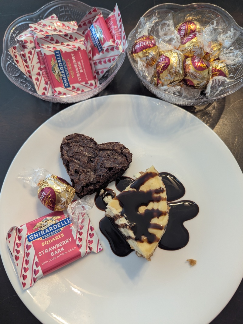 Lois's plate of goodies for Valentine's Day.