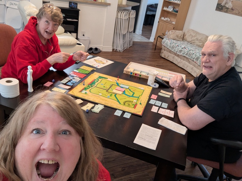 The Farming Game. We decided that Lois won since she was the only one that was not in debt when we quit.