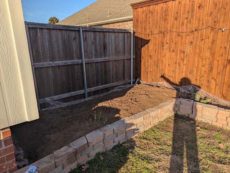 the vegetable garden after the dirt is finished. Yay!
