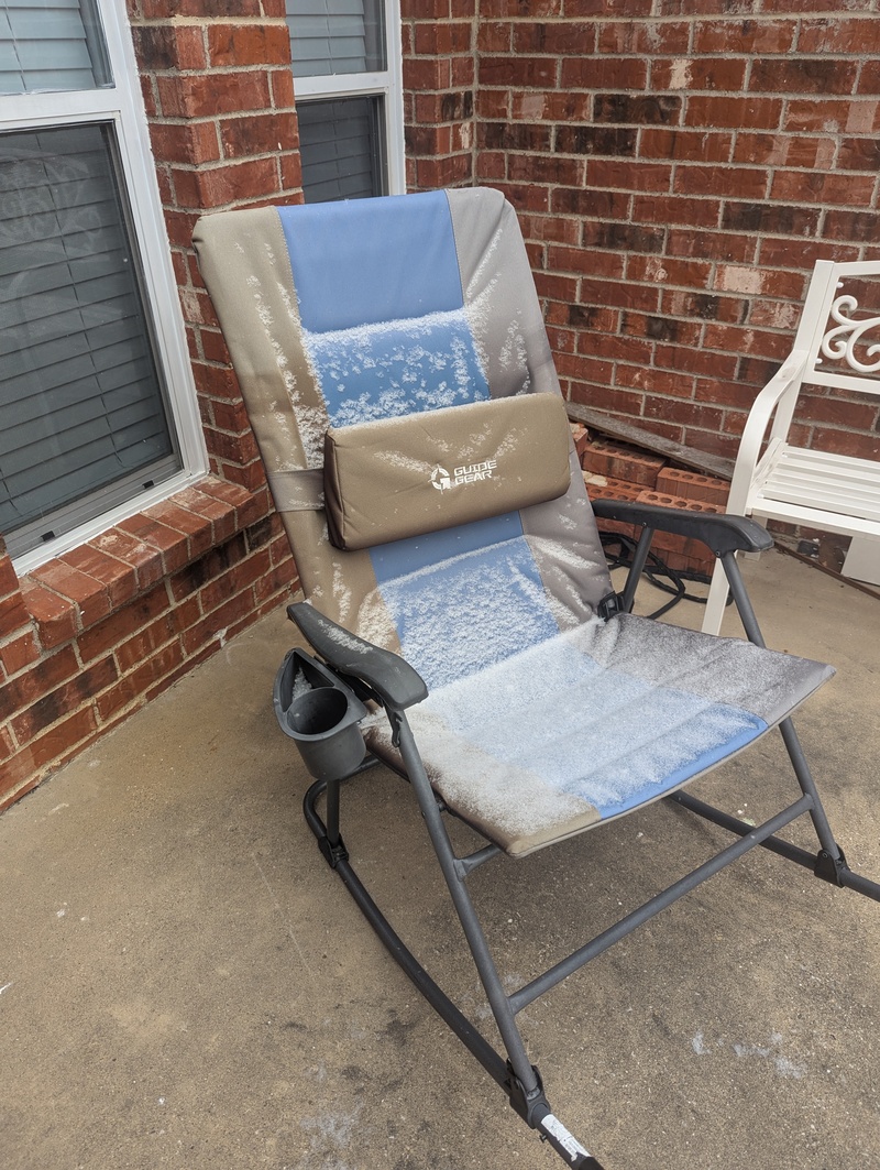 Frost on our patio chair.