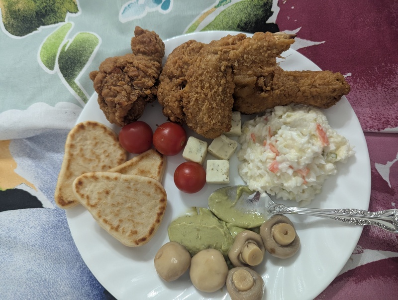 Lois enjoys a healthy meal on the next day after the colonoscopy and endoscopy. On the day of the test I had Taco Bell food, and later oatmeal.