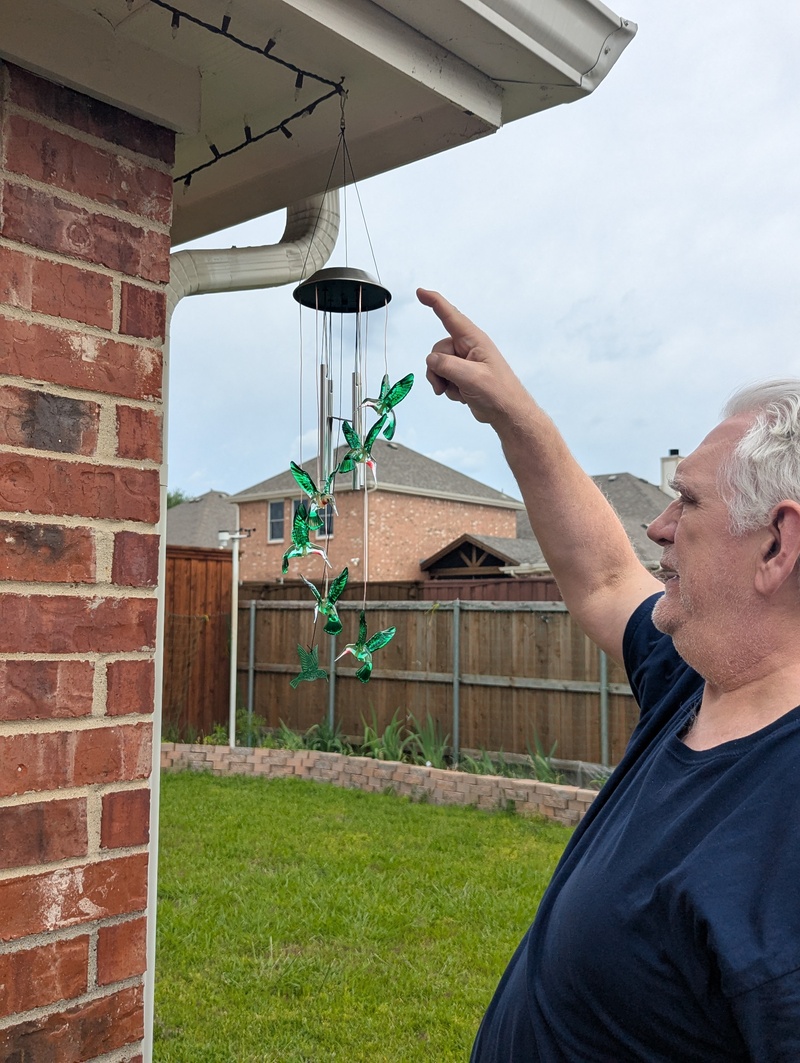 Hanging hummingbird wind chime.