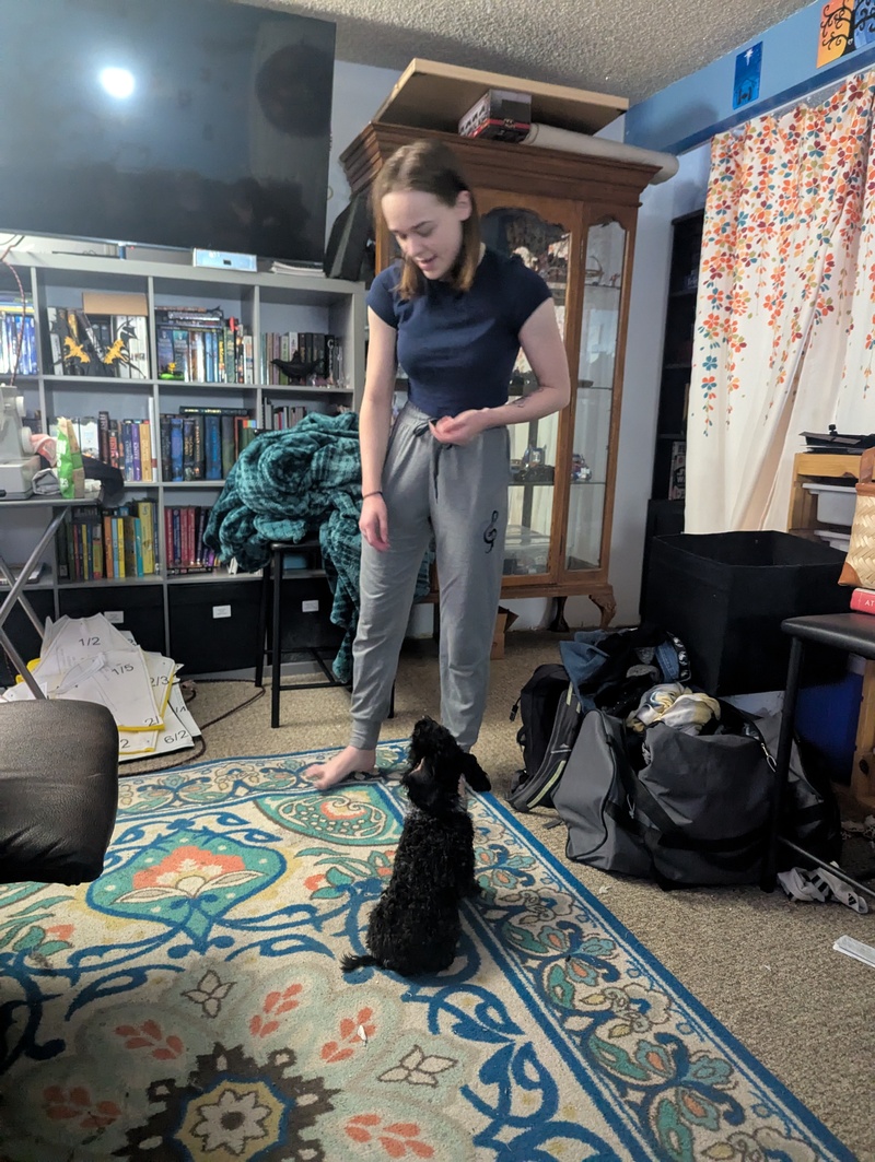 Hollie and Shyren demonstrating tricks.