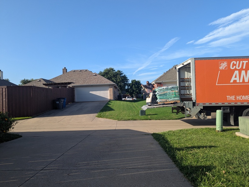 80 bags of soil was delivered from Home Depot.